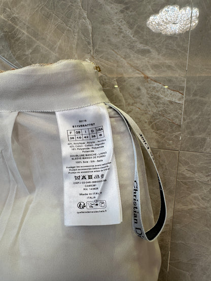 Conjunto de dos piezas en rosa Toile de Jouy de Dior: chaqueta de manga corta y minifalda de corte A