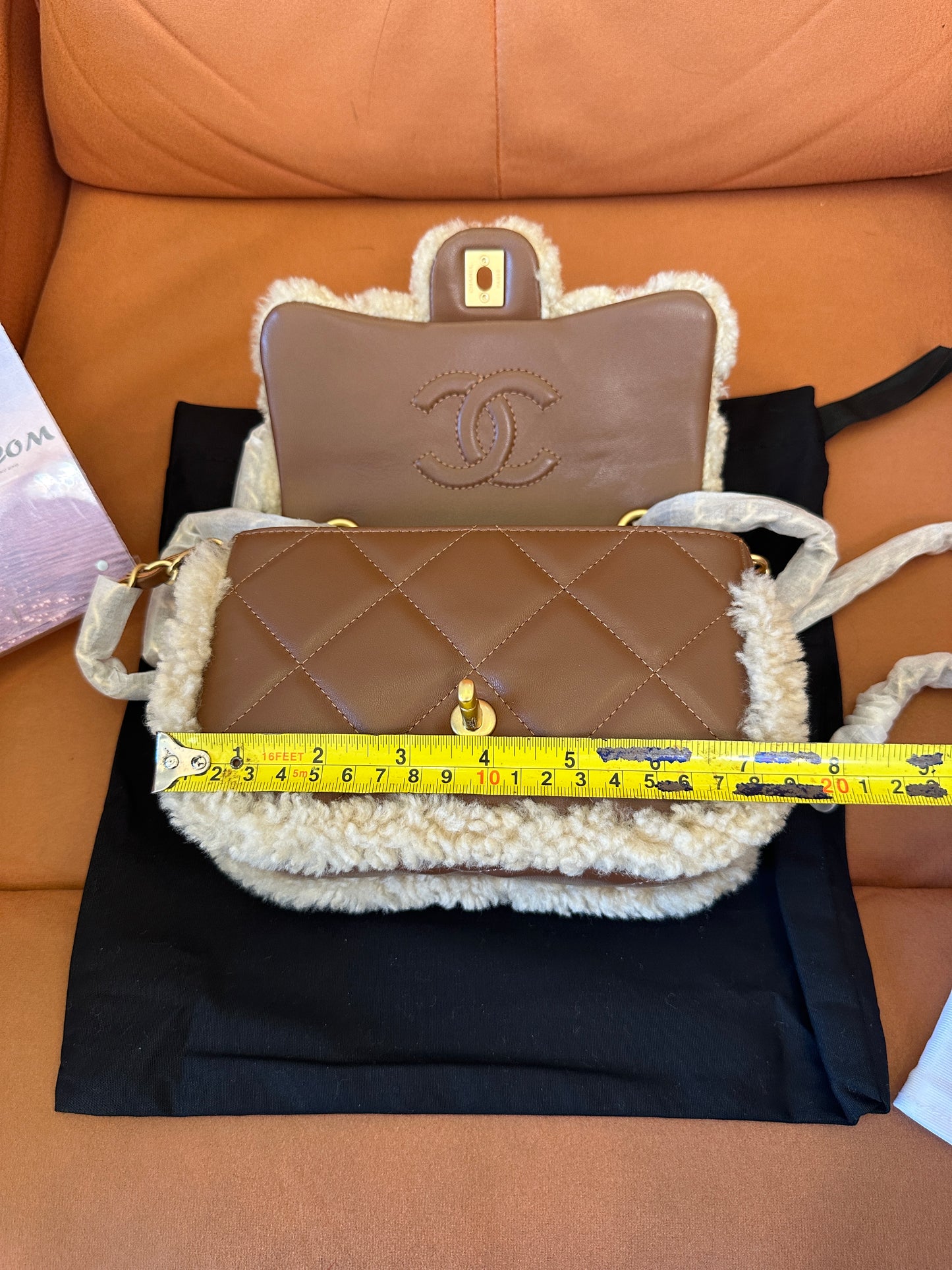 Chanel Shearling Quilted Flap Bag with Chain Strap