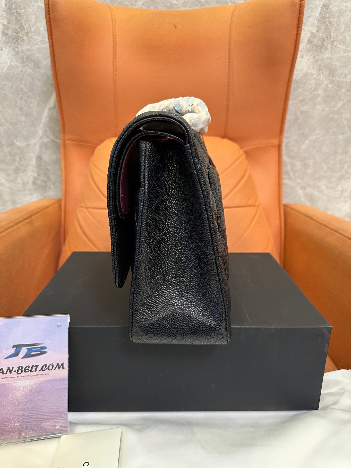 Chanel Classic Flap Bag Black Caviar Leather with Gold Hardware