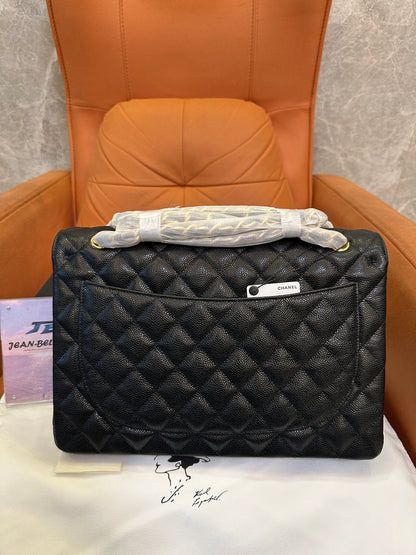 Chanel Classic Flap Bag Black Caviar Leather with Gold Hardware