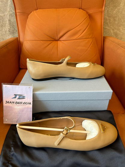 Prada Pink Leather Mary Jane Ballet Flats