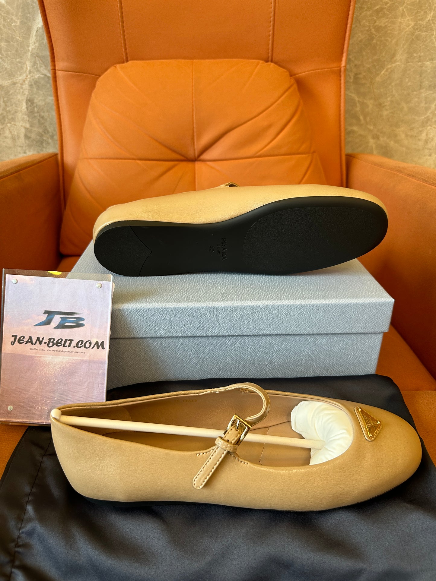 Prada Pink Leather Mary Jane Ballet Flats