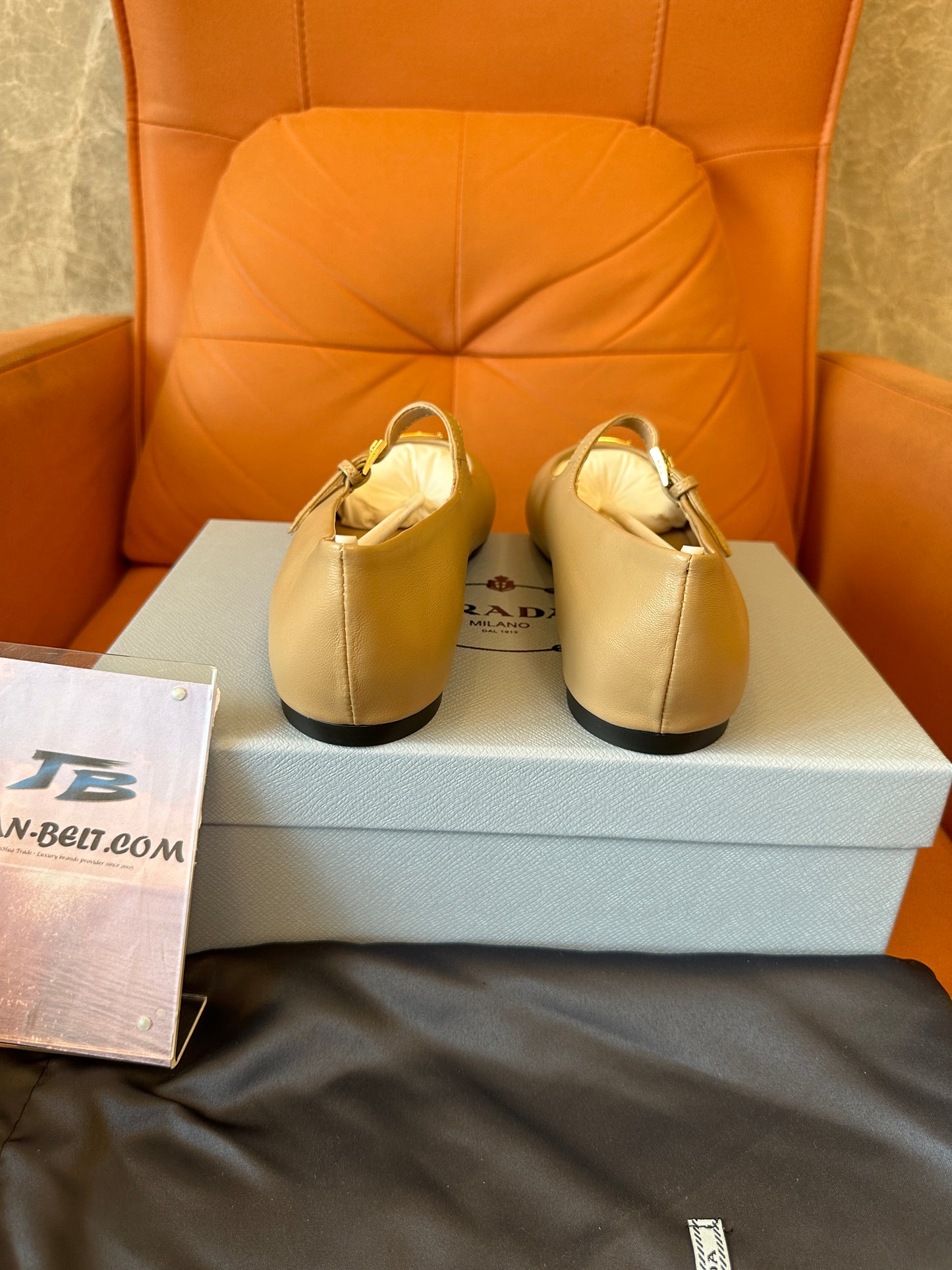 Prada Pink Leather Mary Jane Ballet Flats