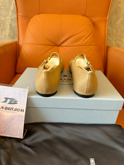 Prada Pink Leather Mary Jane Ballet Flats