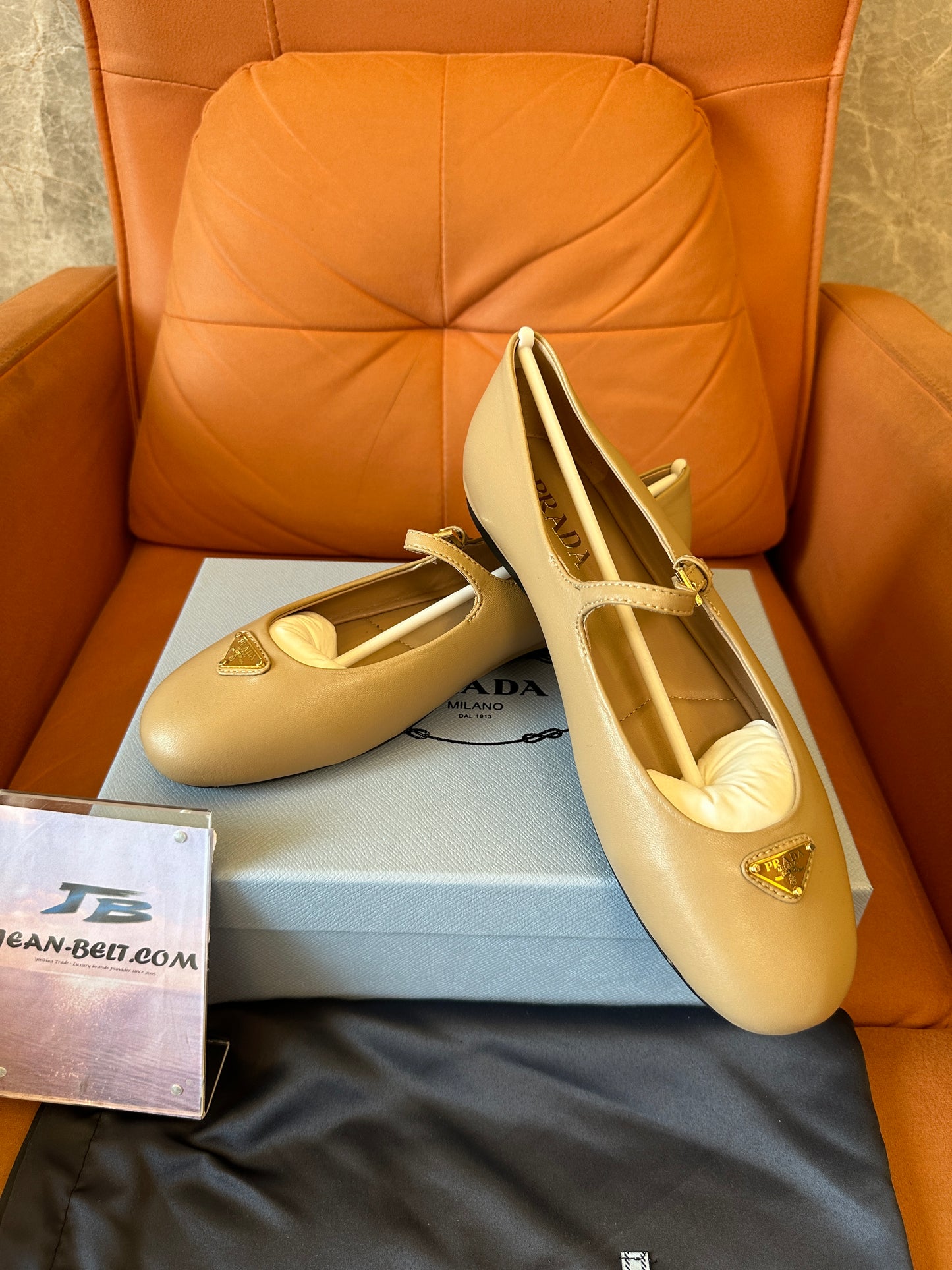 Prada Pink Leather Mary Jane Ballet Flats