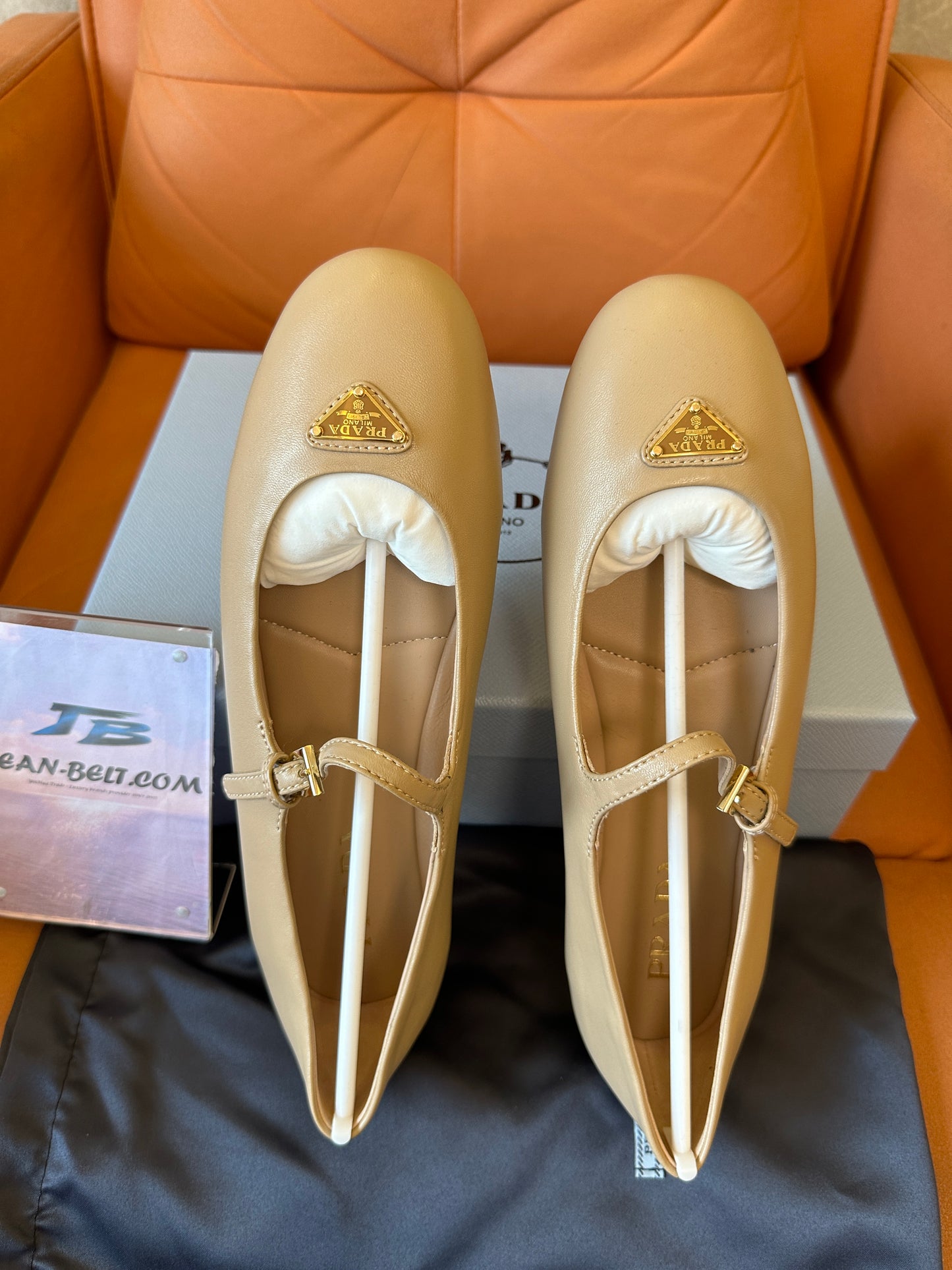 Prada Pink Leather Mary Jane Ballet Flats