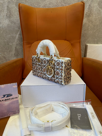 Dior Lady Dior Mini Beaded Embroidery Bag