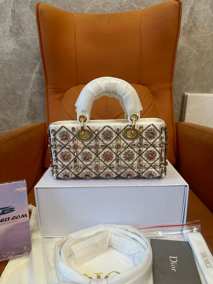 Dior Lady Dior Mini Beaded Embroidery Bag