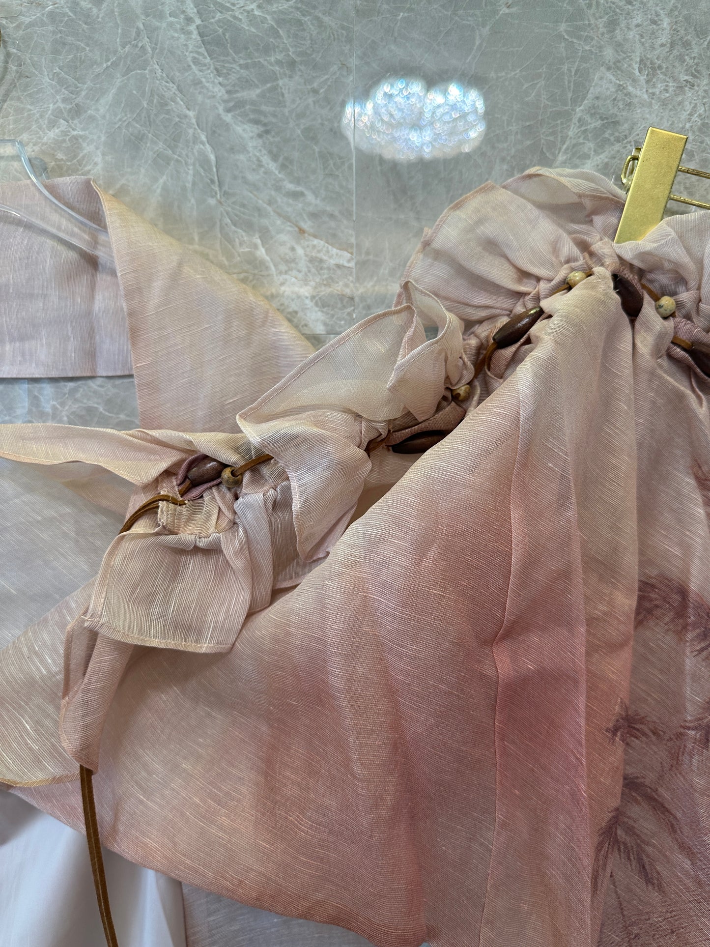 Zimmermann Ruffled Silk Dress with Waist Tie in Earthy Tones