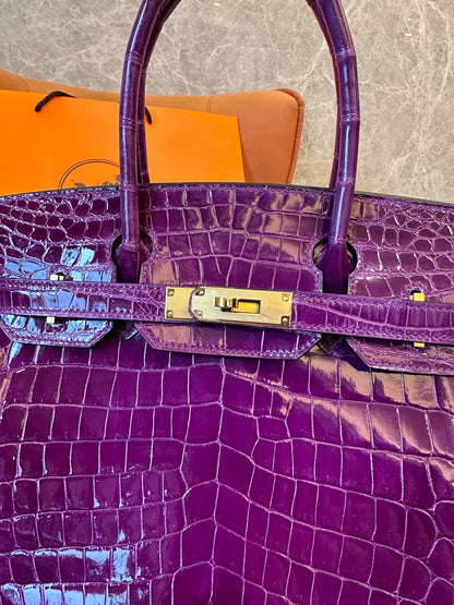 [Full Handmade]Hermès Birkin Crocodile Leather Top Handle Bag