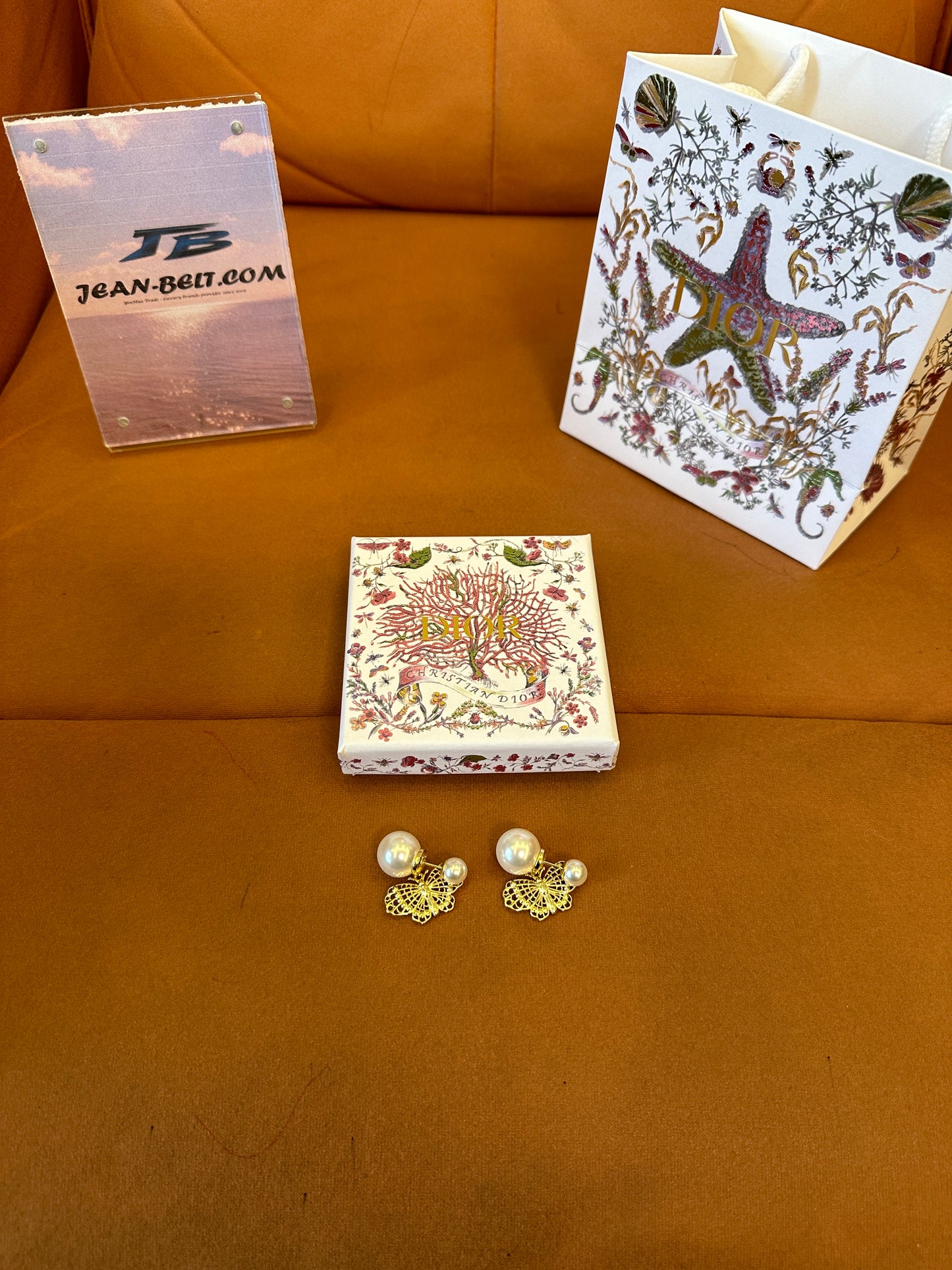 Dior Tribales Butterfly Pearl Stud Earrings