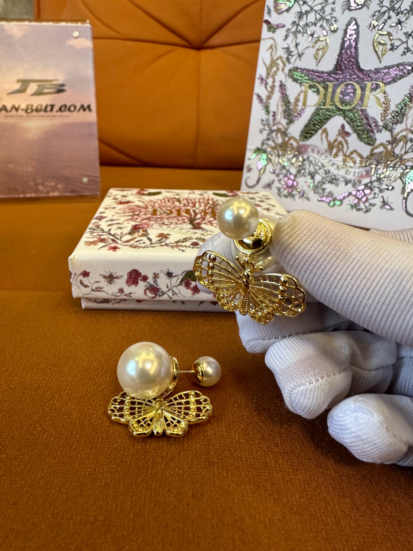 Dior Tribales Butterfly Pearl Stud Earrings