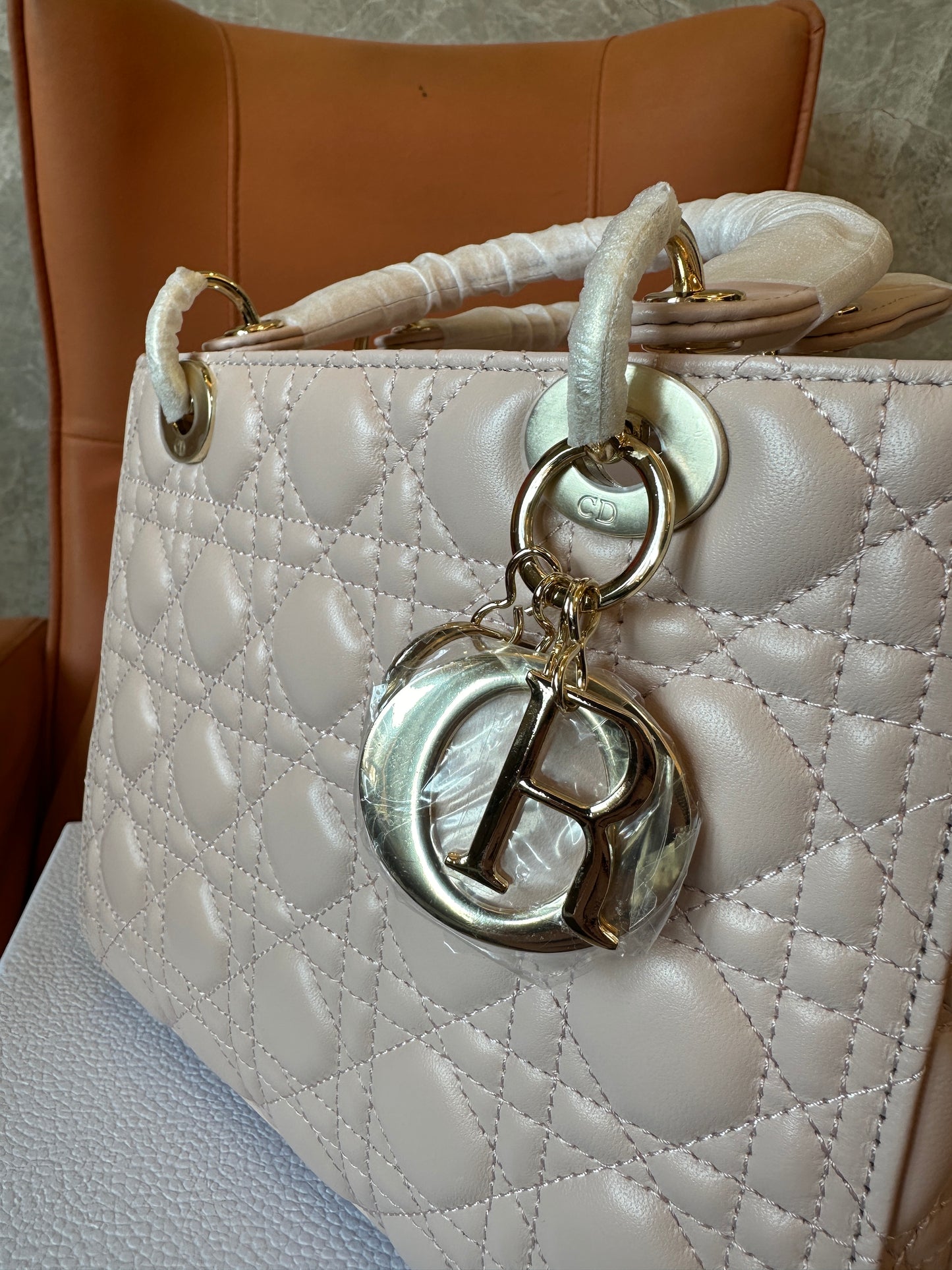 Dior Lady Dior Cannage Quilted Leather Handbag