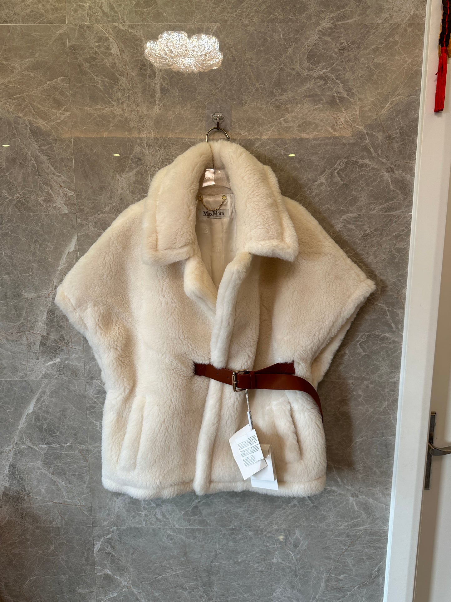 Max Mara Ivory Belted Sleeveless Vest