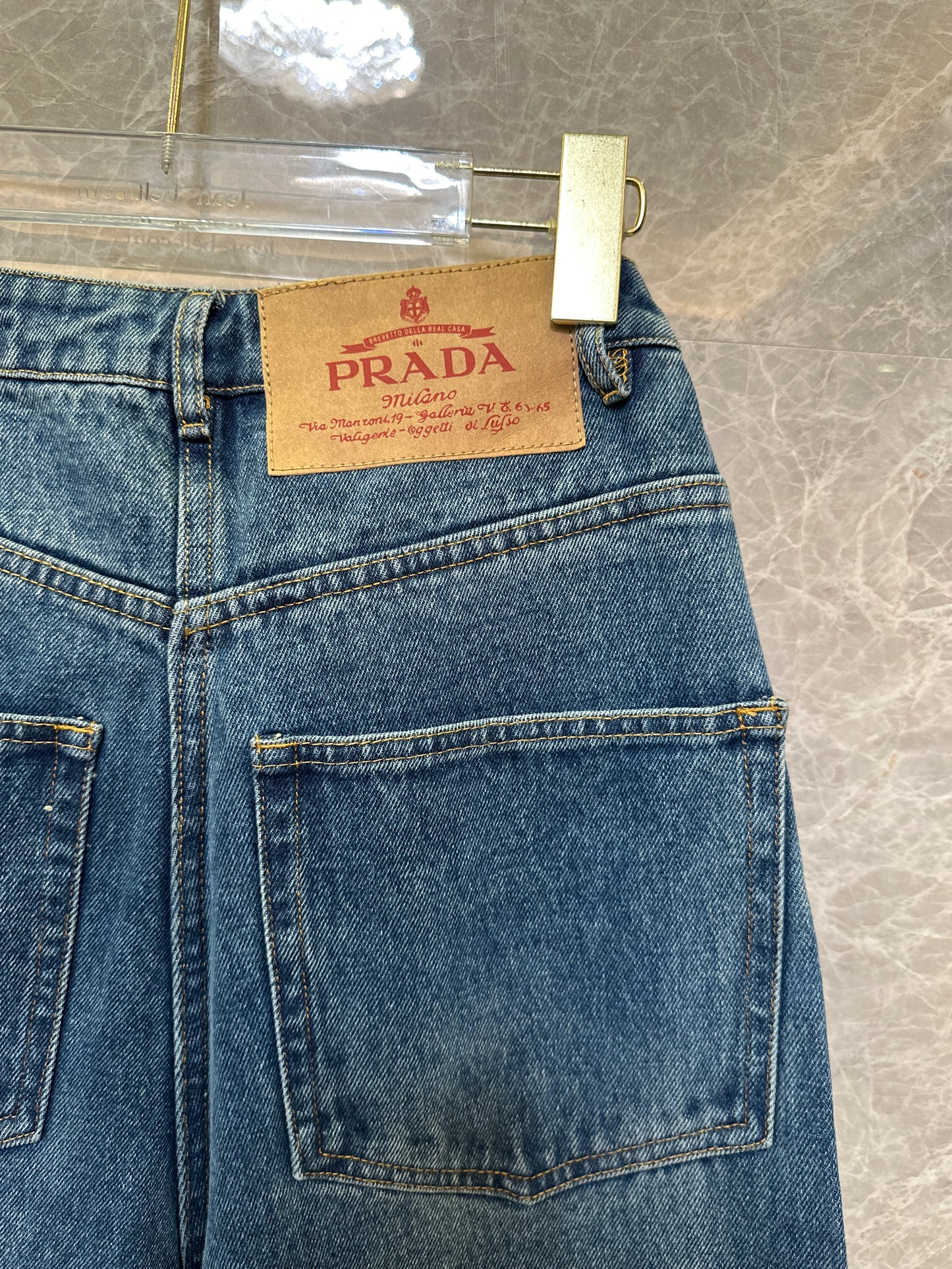 Prada Denim Wigh-Waisted Overalls