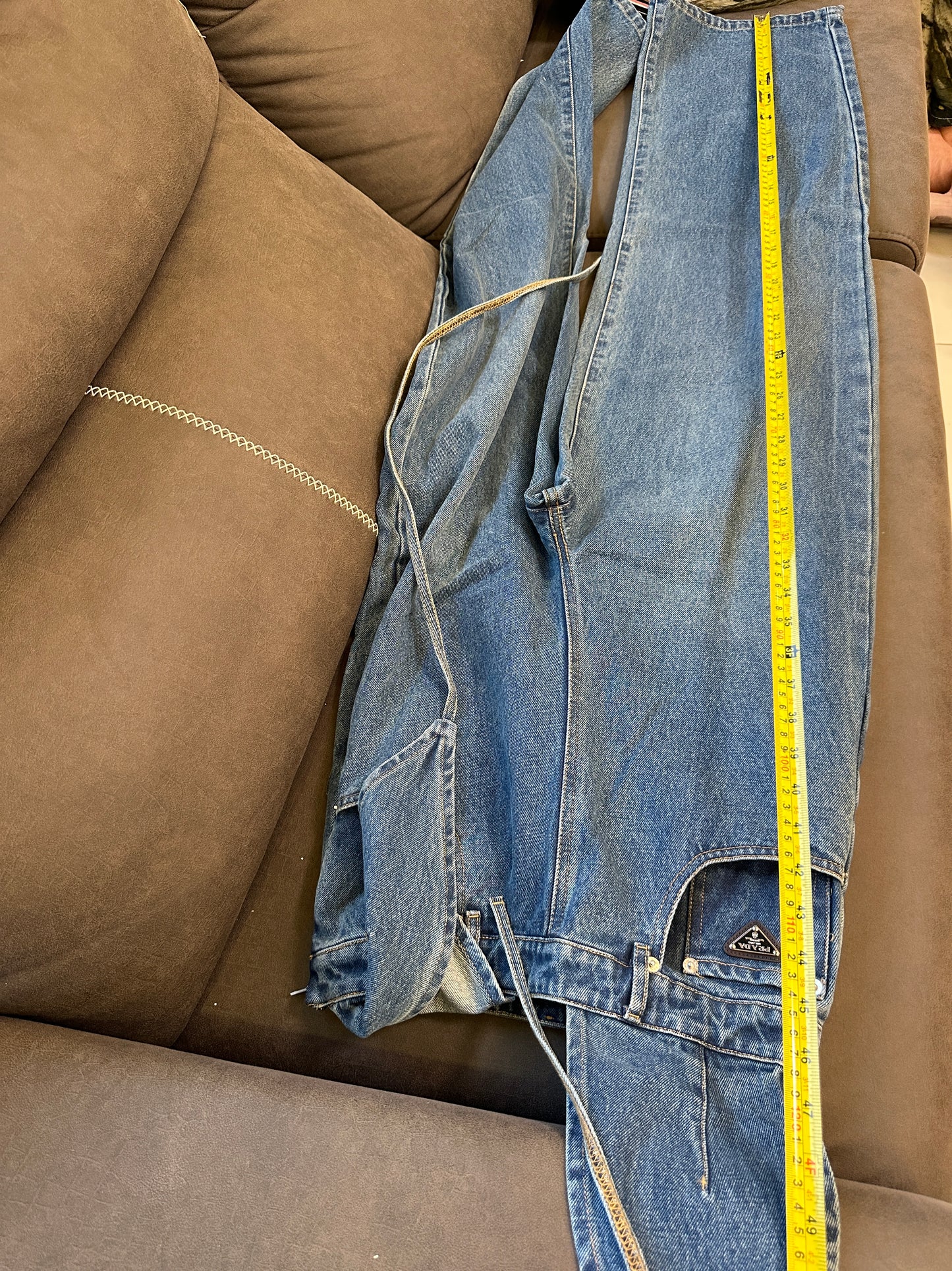 Prada Denim Wigh-Waisted Overalls