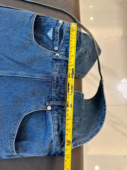 Prada Denim Wigh-Waisted Overalls