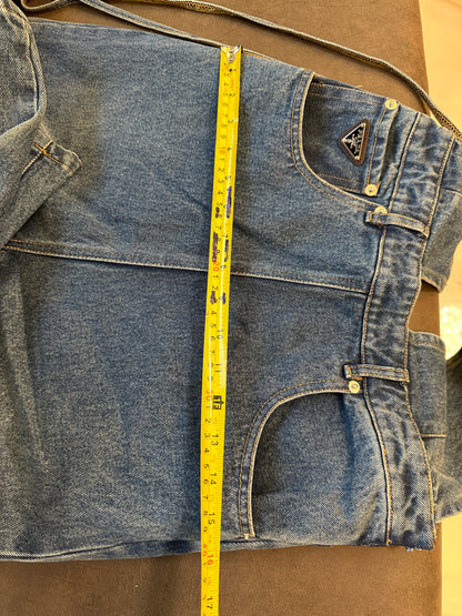 Prada Denim Wigh-Waisted Overalls