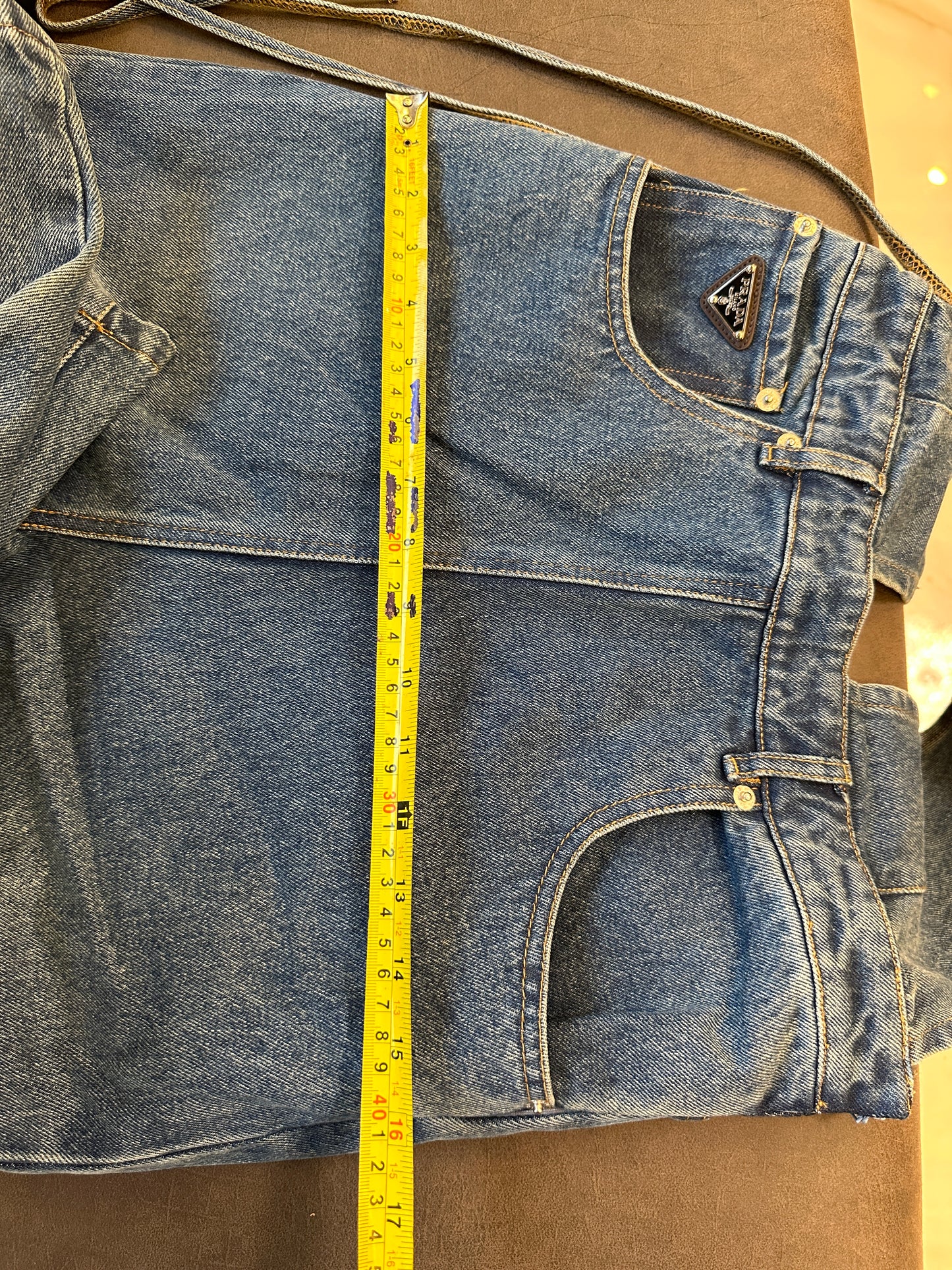 Prada Denim Wigh-Waisted Overalls