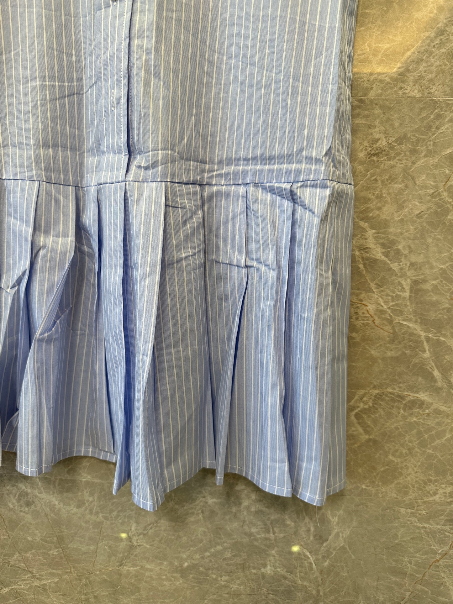 Miu Miu Striped Shirt Dress with Wool Collar