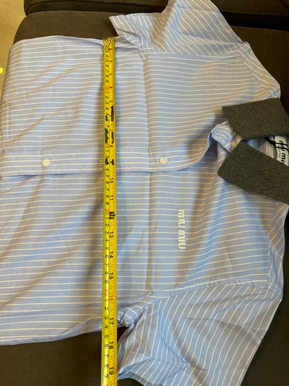 Miu Miu Striped Shirt Dress with Wool Collar