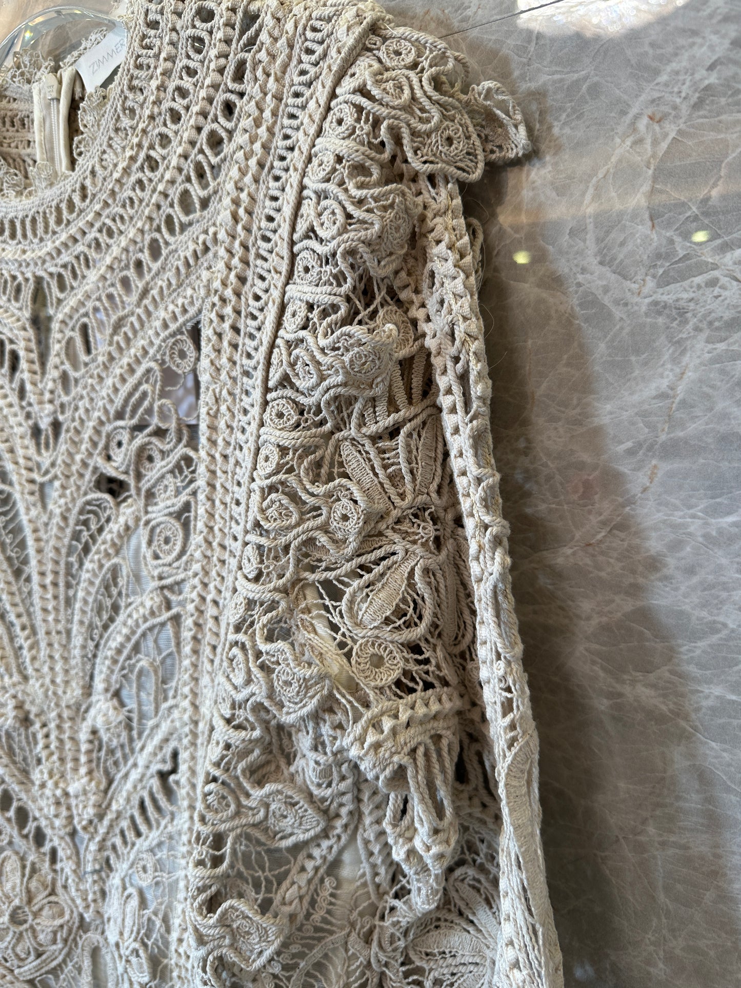 Zimmermann Lace Long Sleeve Mini Dress with Slip