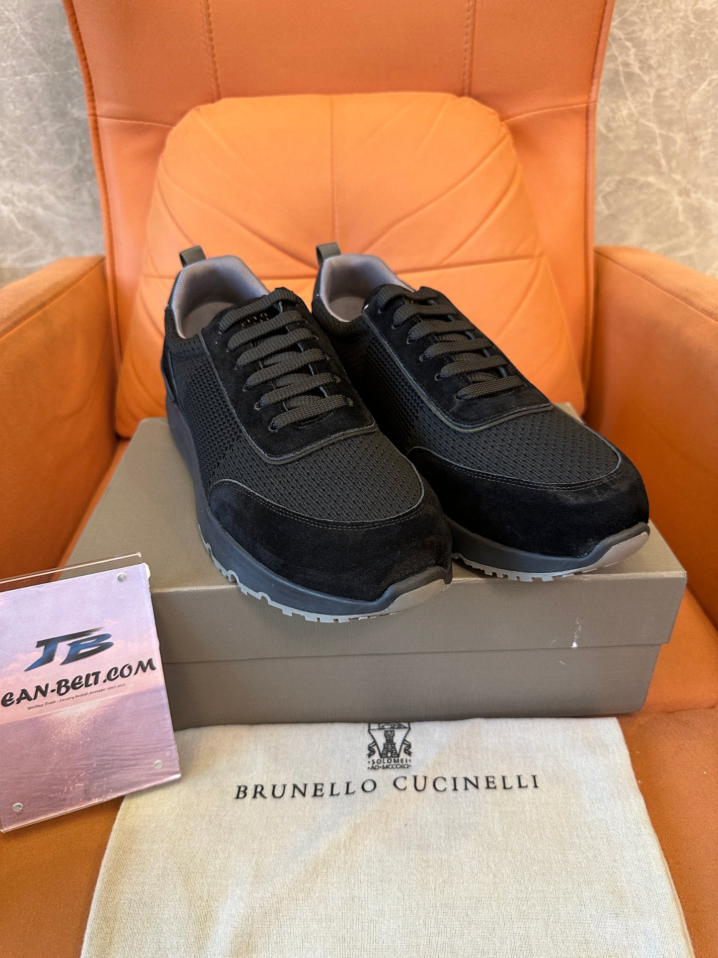Brunello Cucinelli Black Suede and Mesh Sneakers