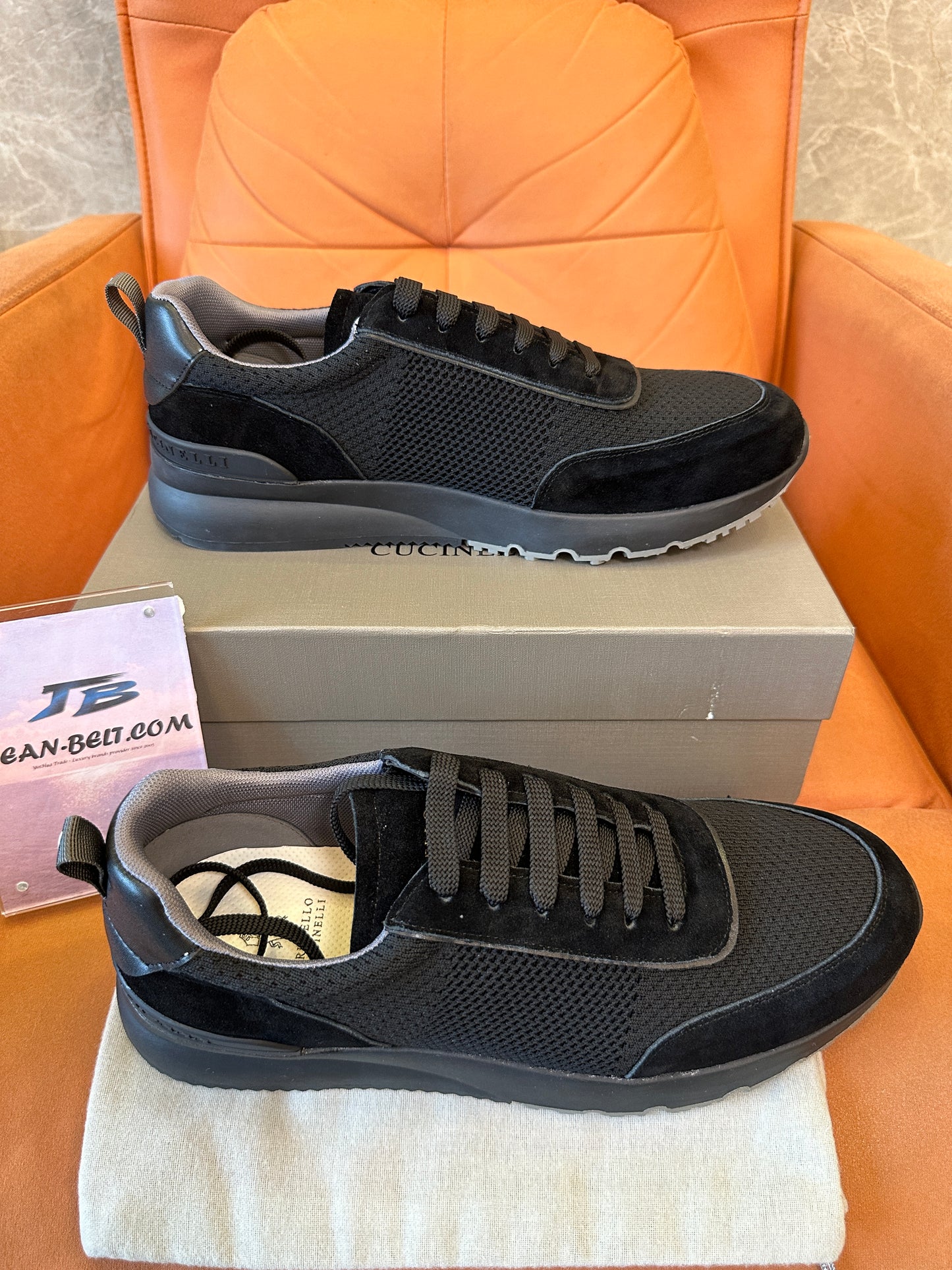Brunello Cucinelli Black Suede and Mesh Sneakers