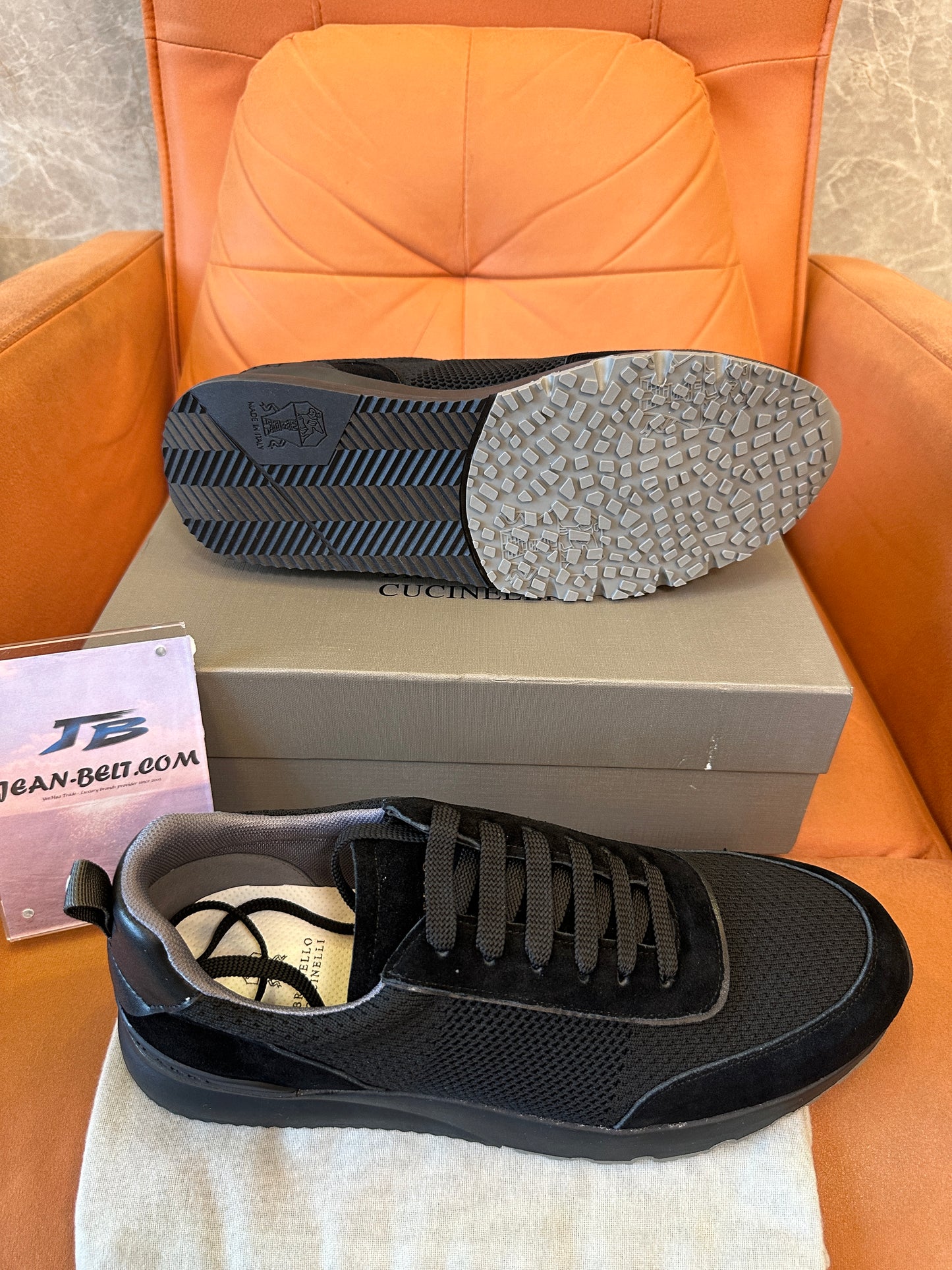 Brunello Cucinelli Black Suede and Mesh Sneakers