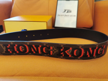 Cinto Louis Vuitton Hong Kong com monograma e fivela LV preta