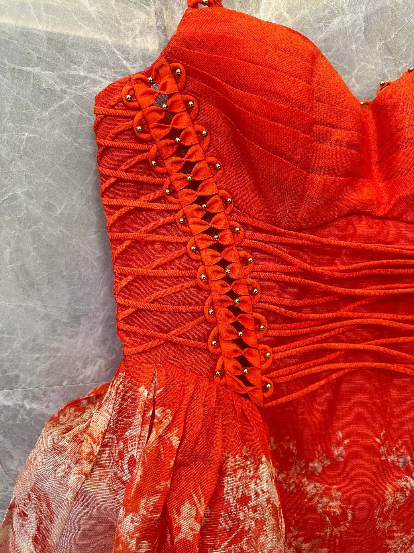 Zimmermann Lace-Up Bodice Mini Dress in Red