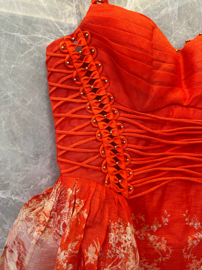 Zimmermann Lace-Up Bodice Mini Dress in Red