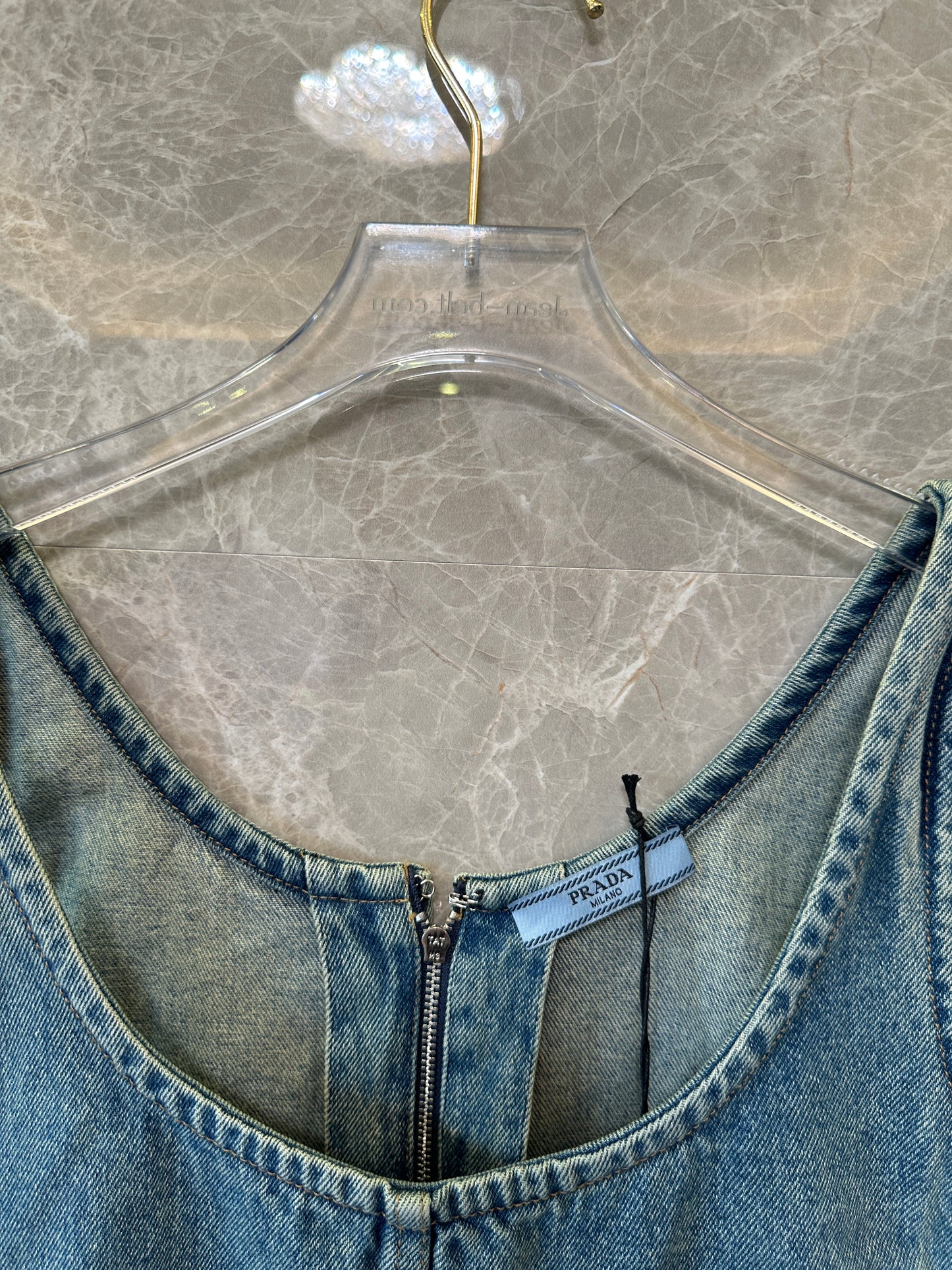 Prada Denim Playsuit with Zip Detail