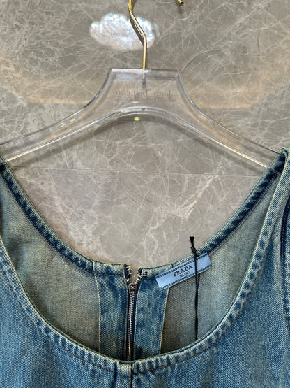 Prada Denim Playsuit with Zip Detail