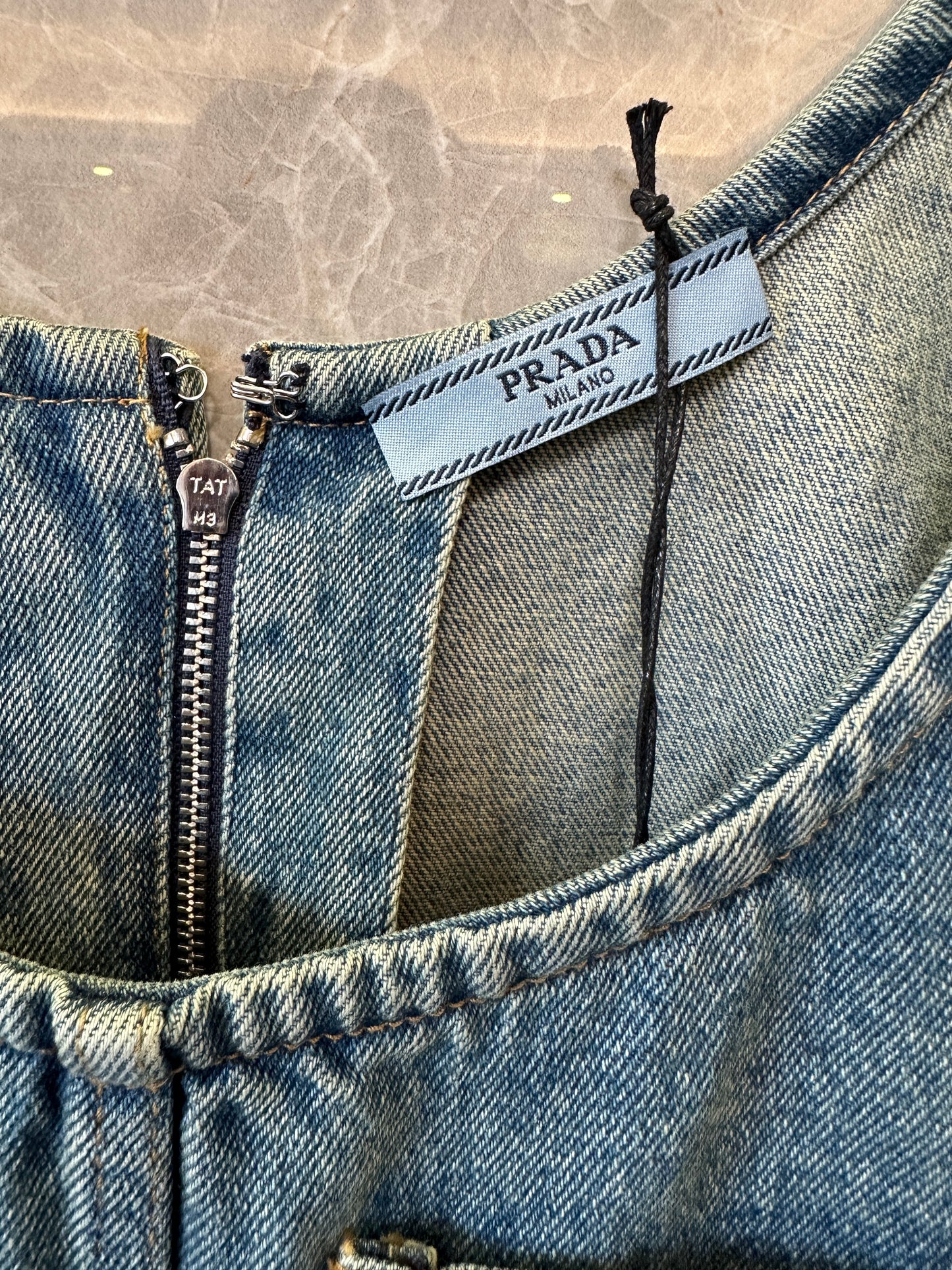 Prada Denim Playsuit with Zip Detail