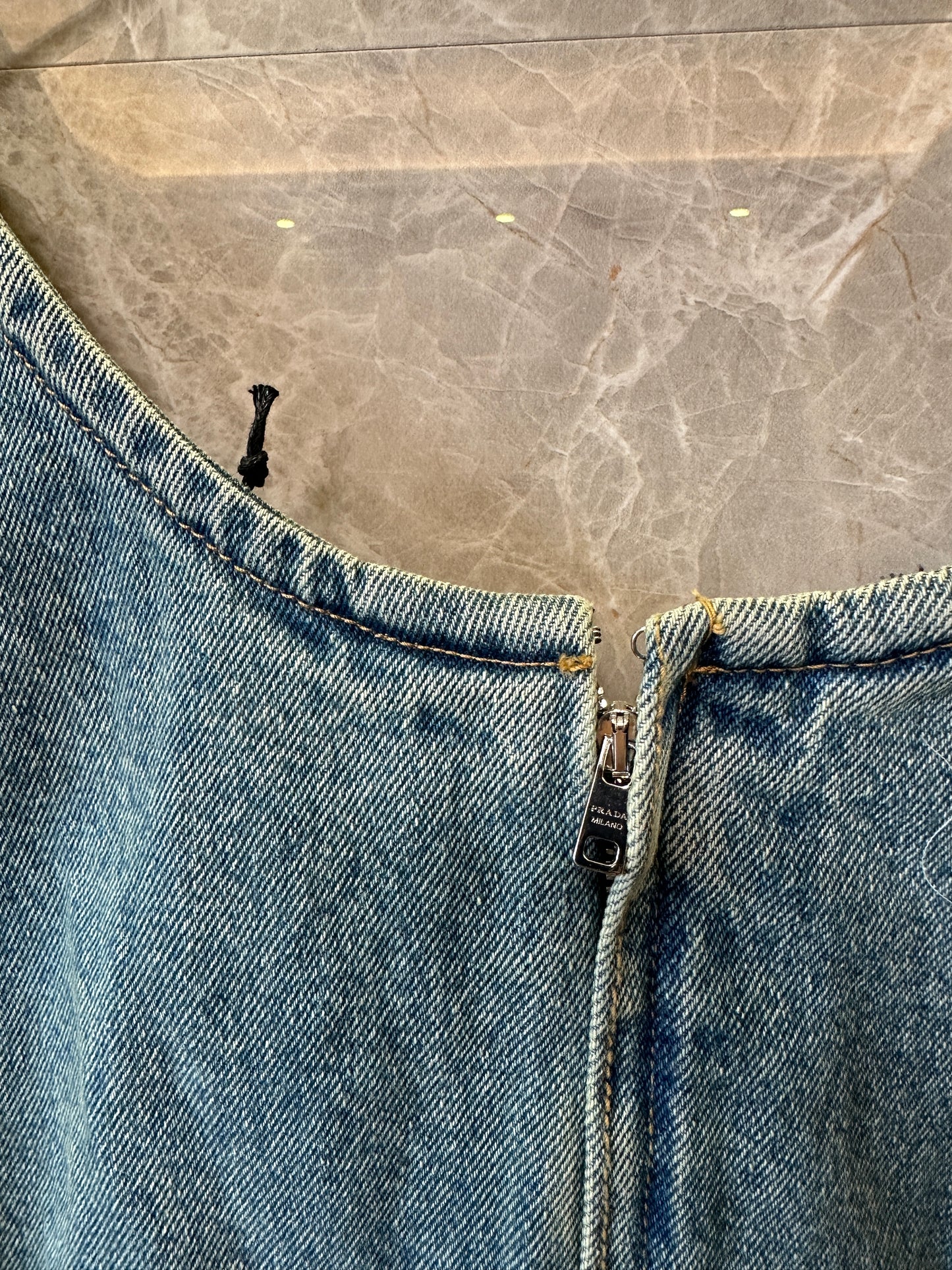 Prada Denim Playsuit with Zip Detail