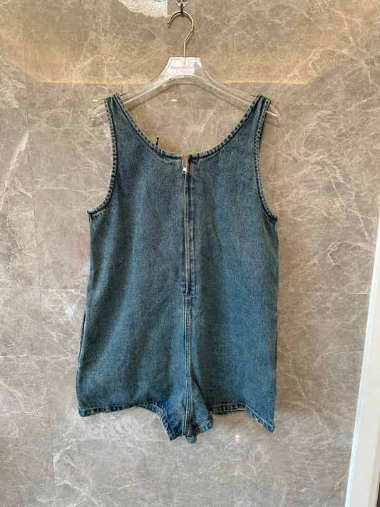 Prada Denim Playsuit with Zip Detail