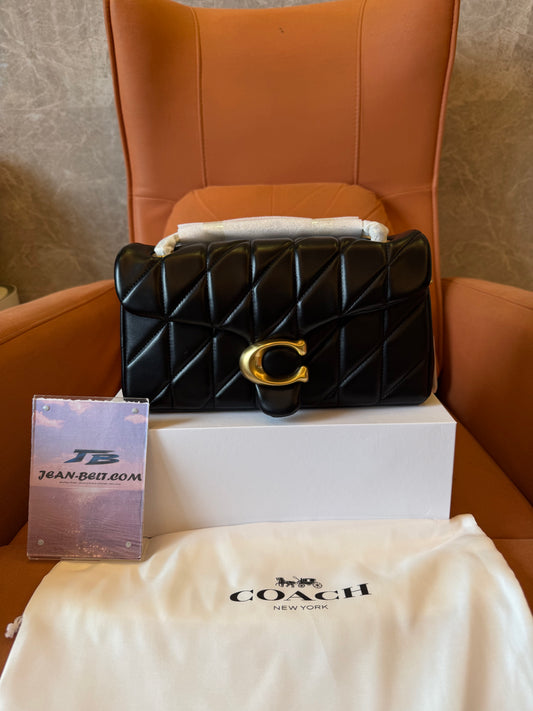 Coach Tabby Quilted Shoulder Bag Black Leather