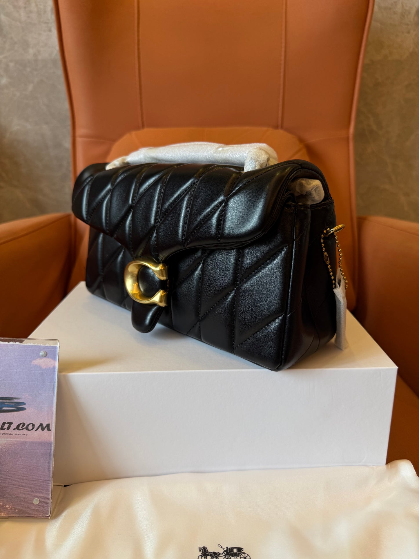 Coach Tabby Quilted Shoulder Bag Black Leather