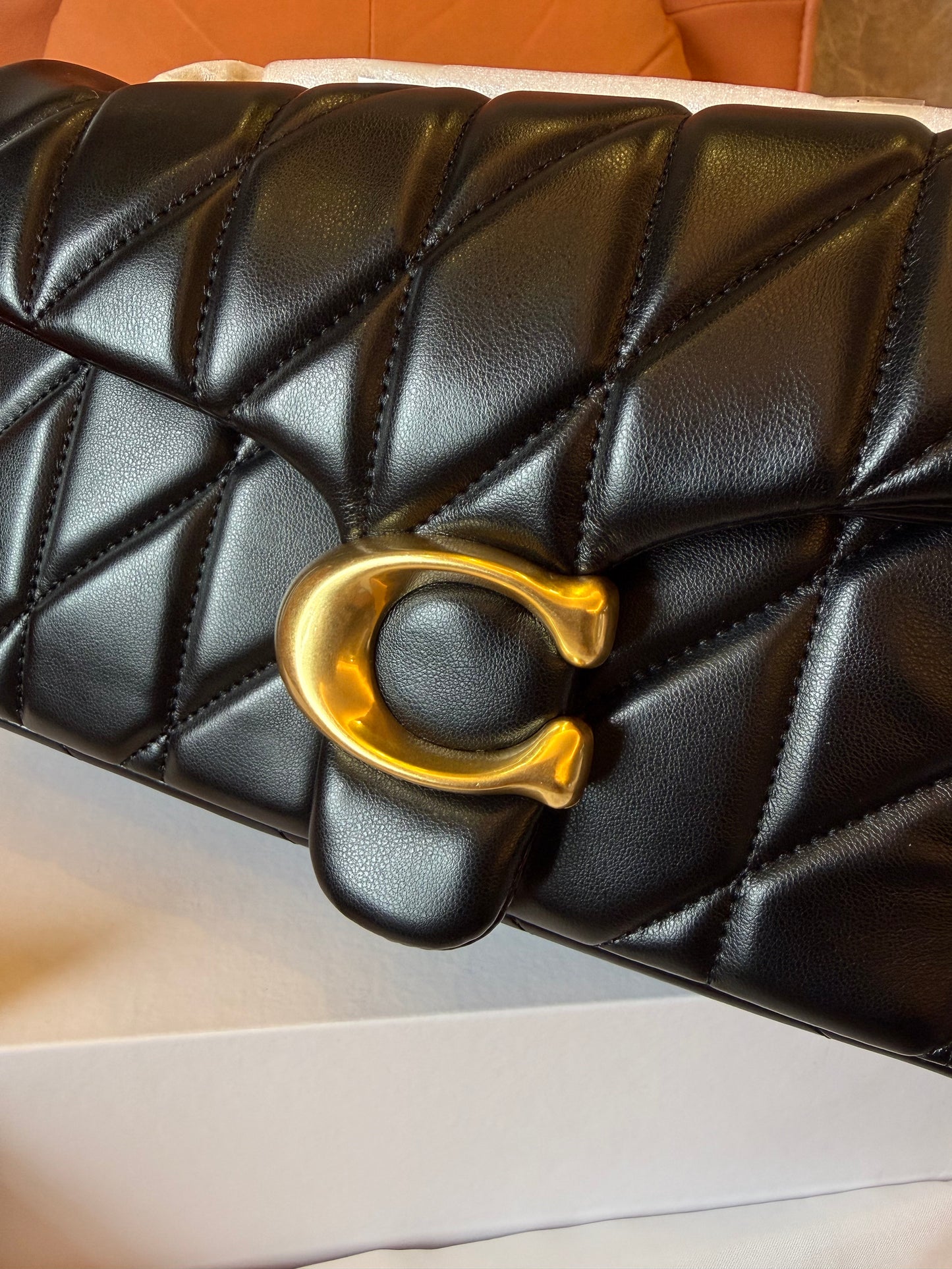 Coach Tabby Quilted Shoulder Bag Black Leather