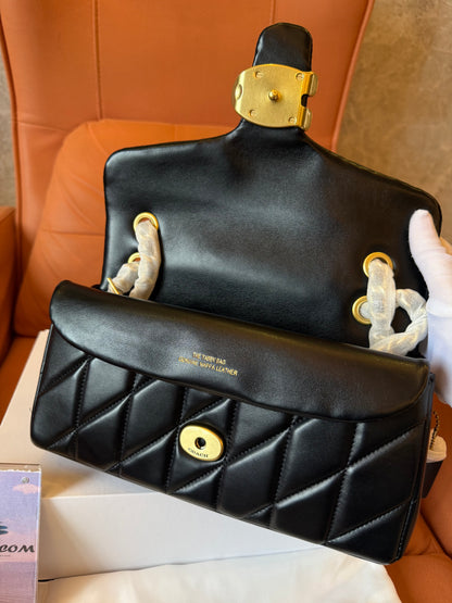 Coach Tabby Quilted Shoulder Bag Black Leather