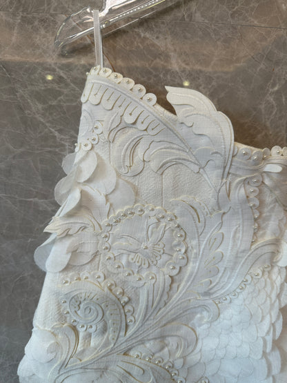 Zimmermann Embellished Asymmetric Mini Skirt in White