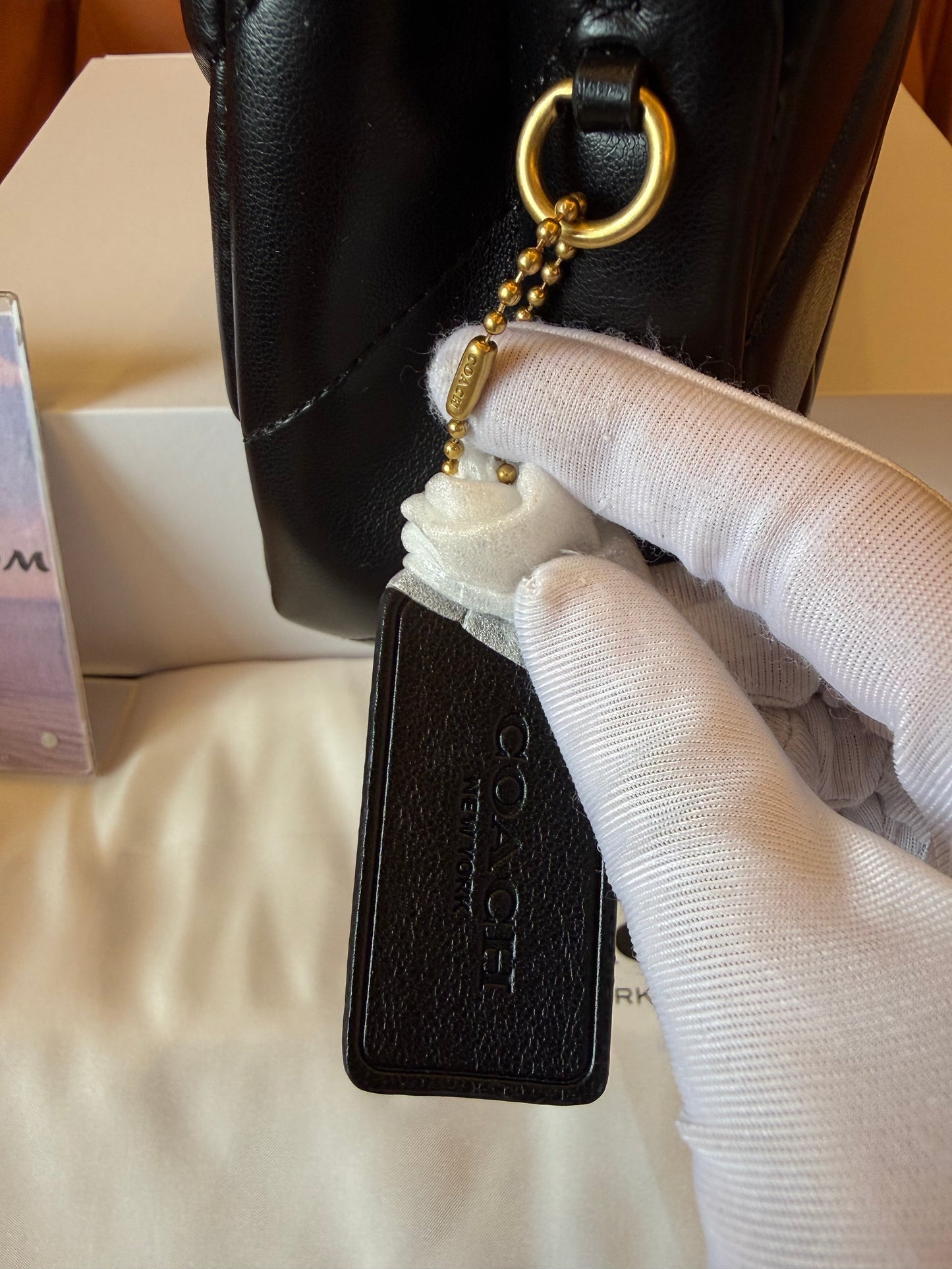 Coach Tabby Quilted Shoulder Bag Black Leather