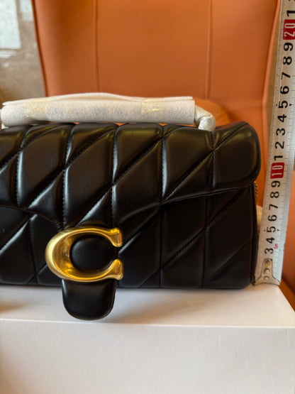 Coach Tabby Quilted Shoulder Bag Black Leather