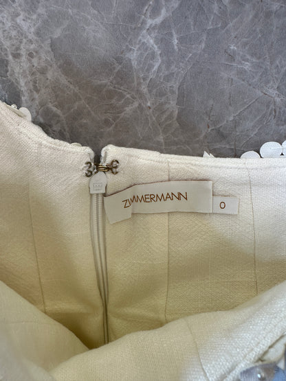 Zimmermann Embellished Asymmetric Mini Skirt in White