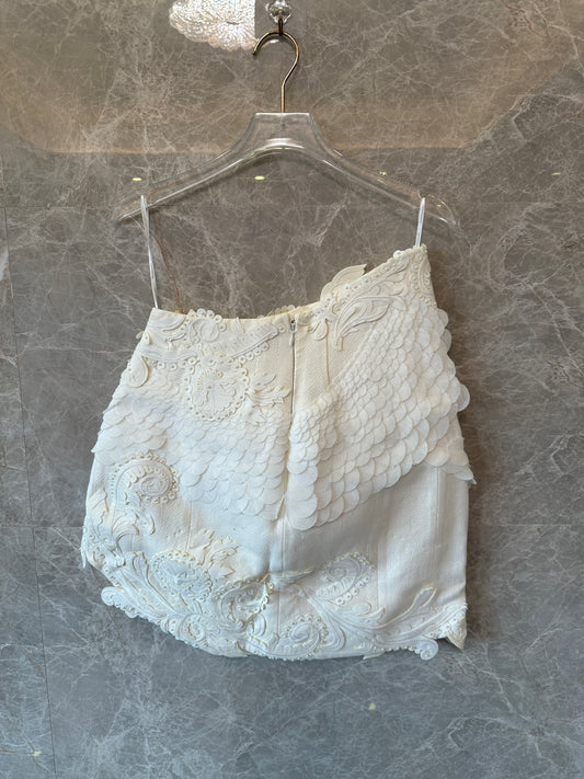 Zimmermann Embellished Asymmetric Mini Skirt in White