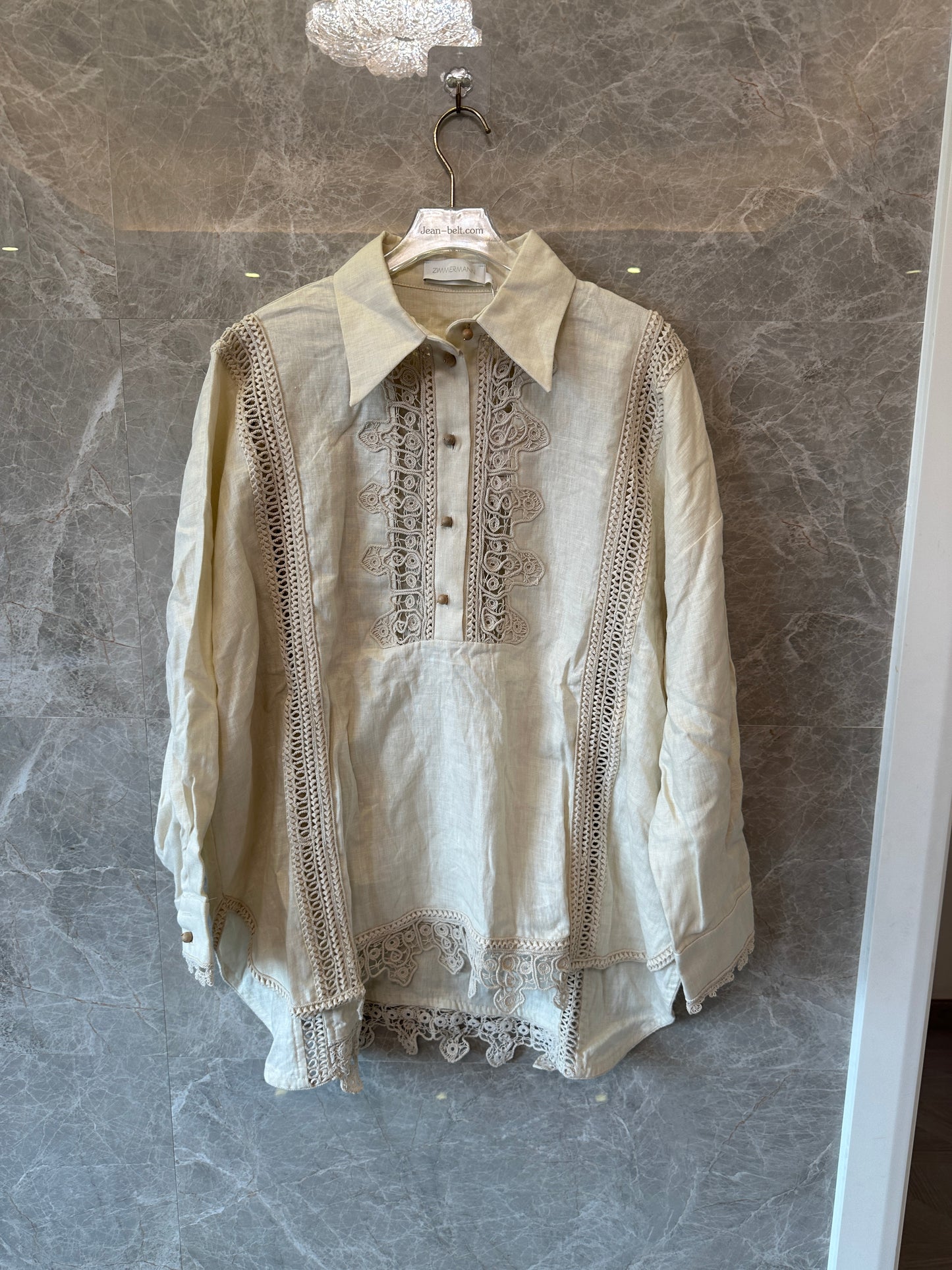 Zimmermann Lace-Trim Long Sleeve Blouse in Ivory