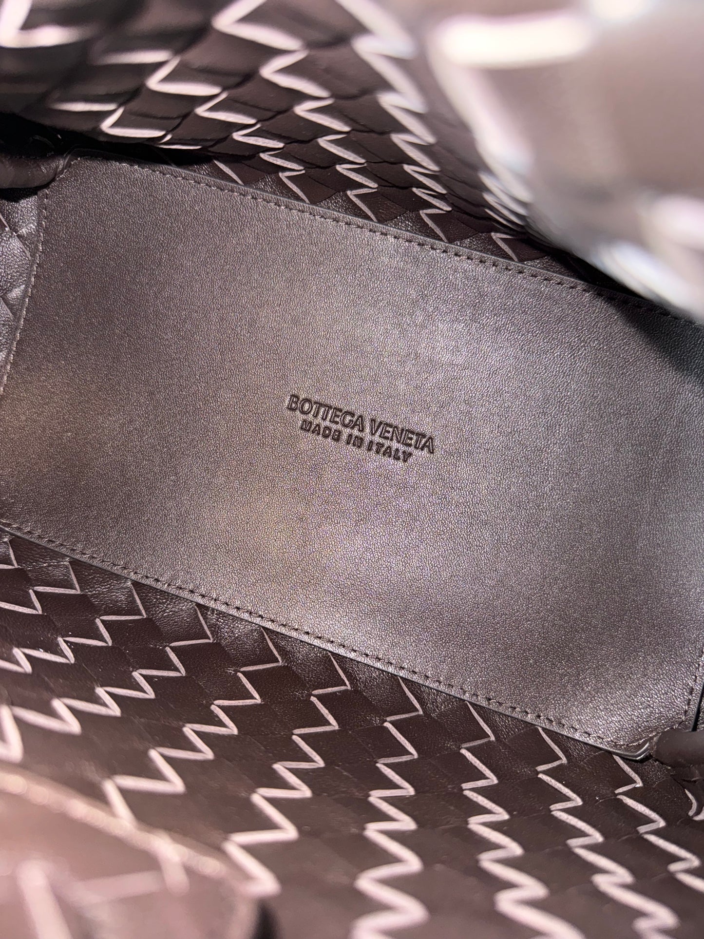 Bottega Veneta Intrecciato Woven Leather Top Handle Bag Dark Brown