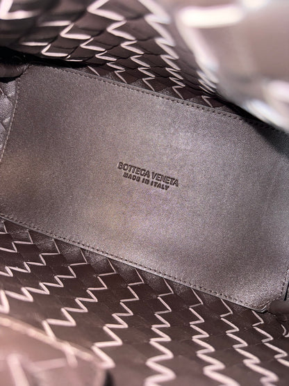 Bottega Veneta Intrecciato Woven Leather Top Handle Bag Dark Brown