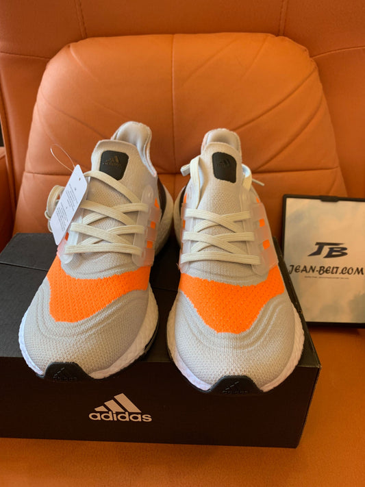 Adidas Ultraboost 22 -Light Gray with Orange Accents